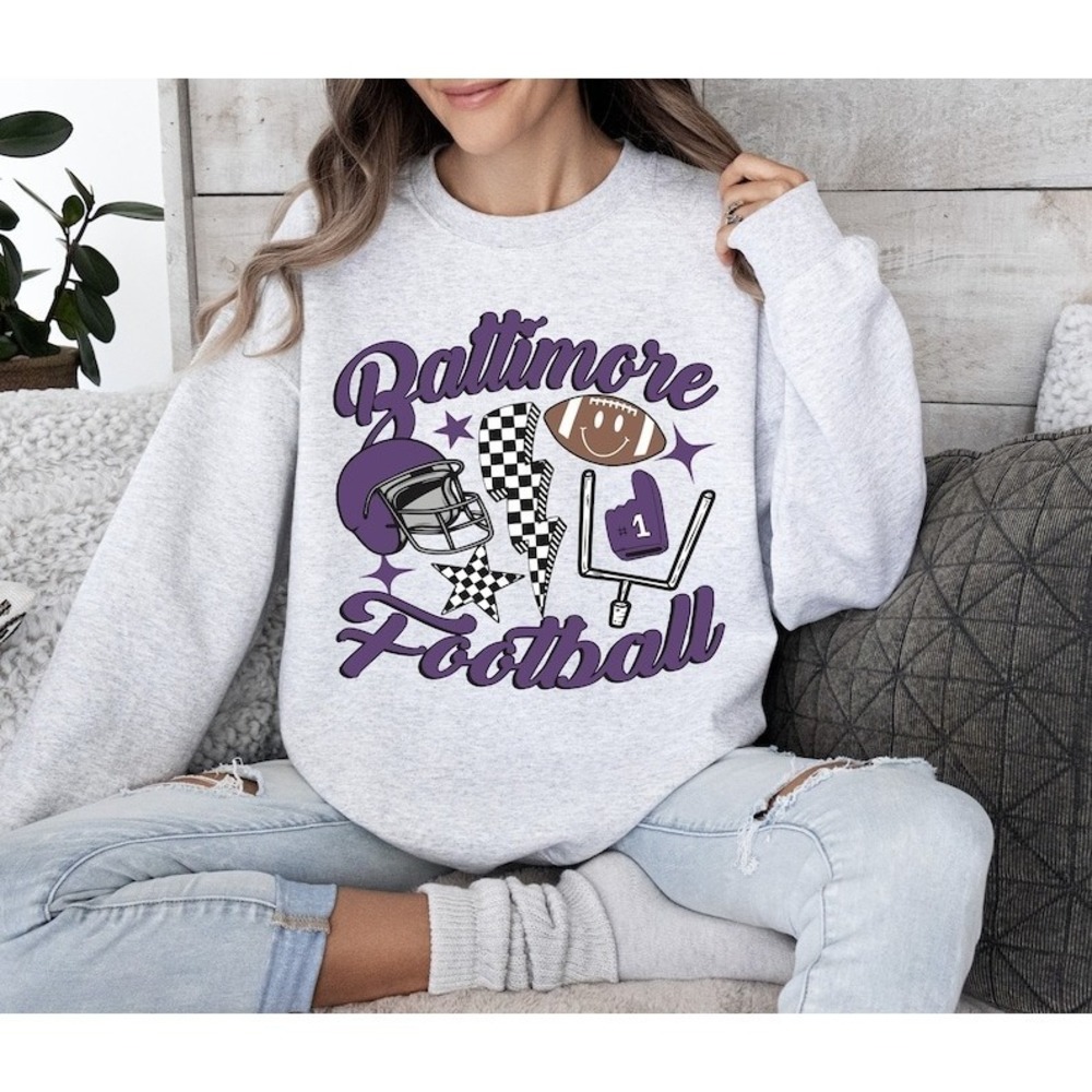 Baltimore Football Trendy Vintage Style Football Sweatshirt For Game Day